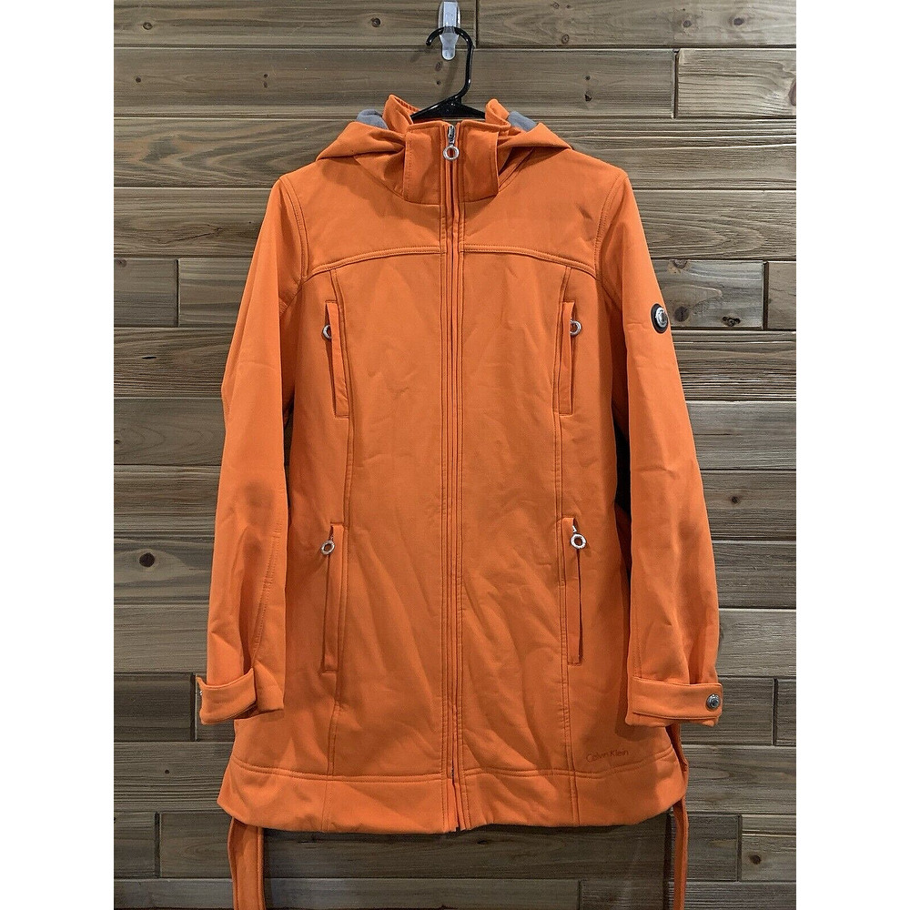 CALVIN KLEIN Orange Winter Fall Water Resistant Hooded Jacket Coat Women's Sz S